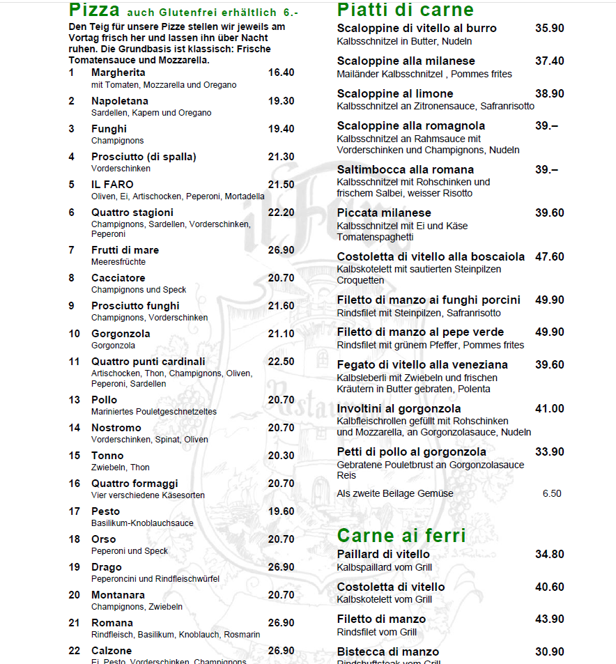 Menu Restaurant Il Faro Herrliberg-8